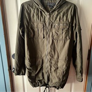 G-NET Olive Green Hooded Utility Field/ military-styled Jacket Size Medium